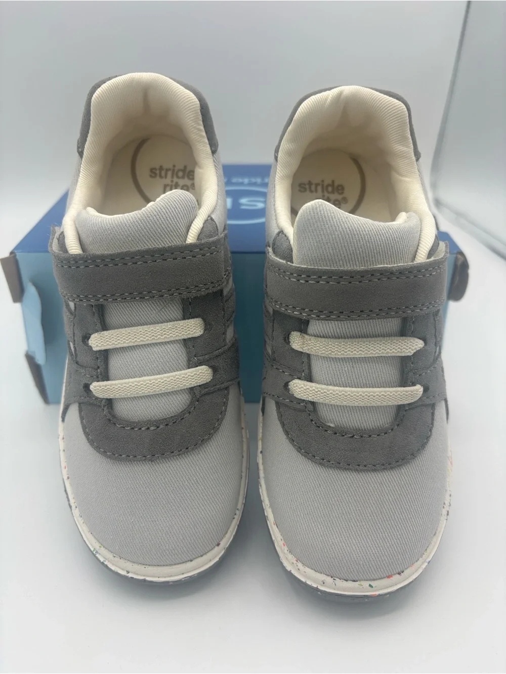 Stride Rite Kids' Fern Light Grey Velcro Sneaker Size 10 WIDE NWT